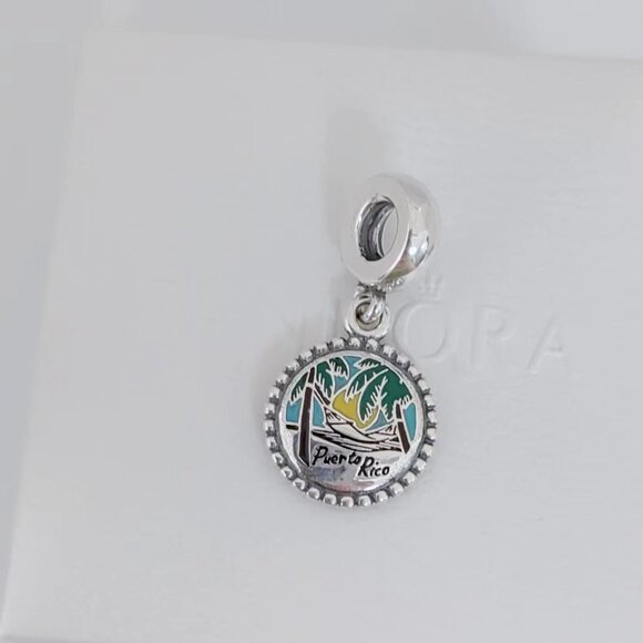 Pandora Puerto Rico Beach Coconut Trees Exclusive Dangle Charm with box - Picture 5 of 5